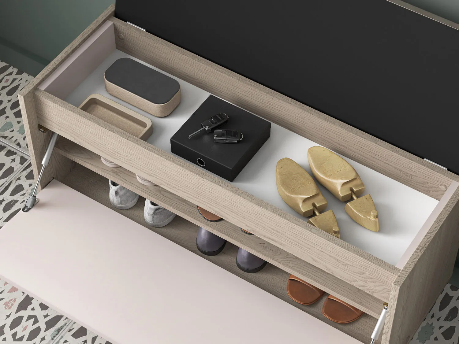 Szafka na buty z siedziskiem i schowkiem VOCO 90x55 dąb cremona/kaszmir - 1VOCO05-001