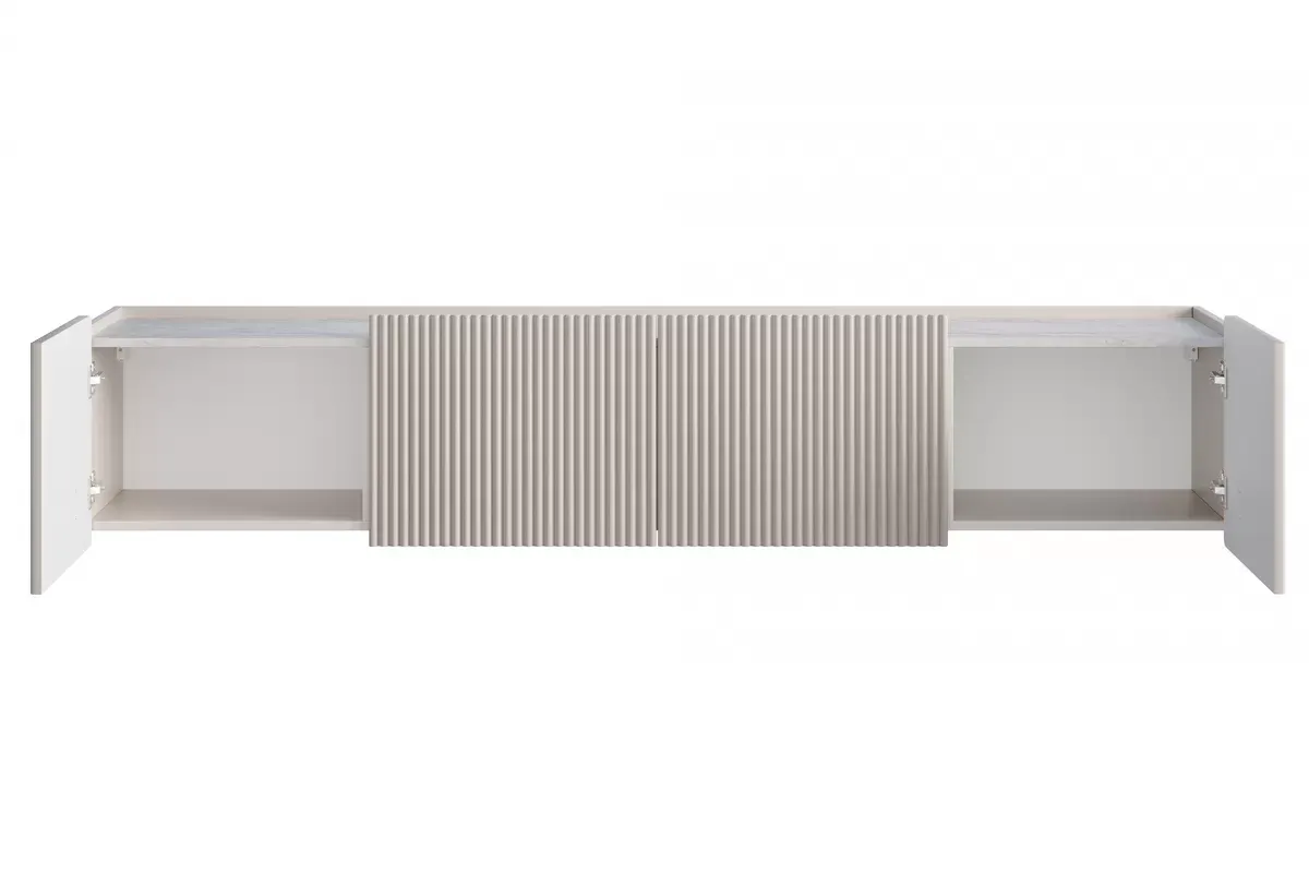 MALMI Szafka RTV 200 2D2SZ - cashmere / crema bianca / wisząca / złote uchwyty - B_162318