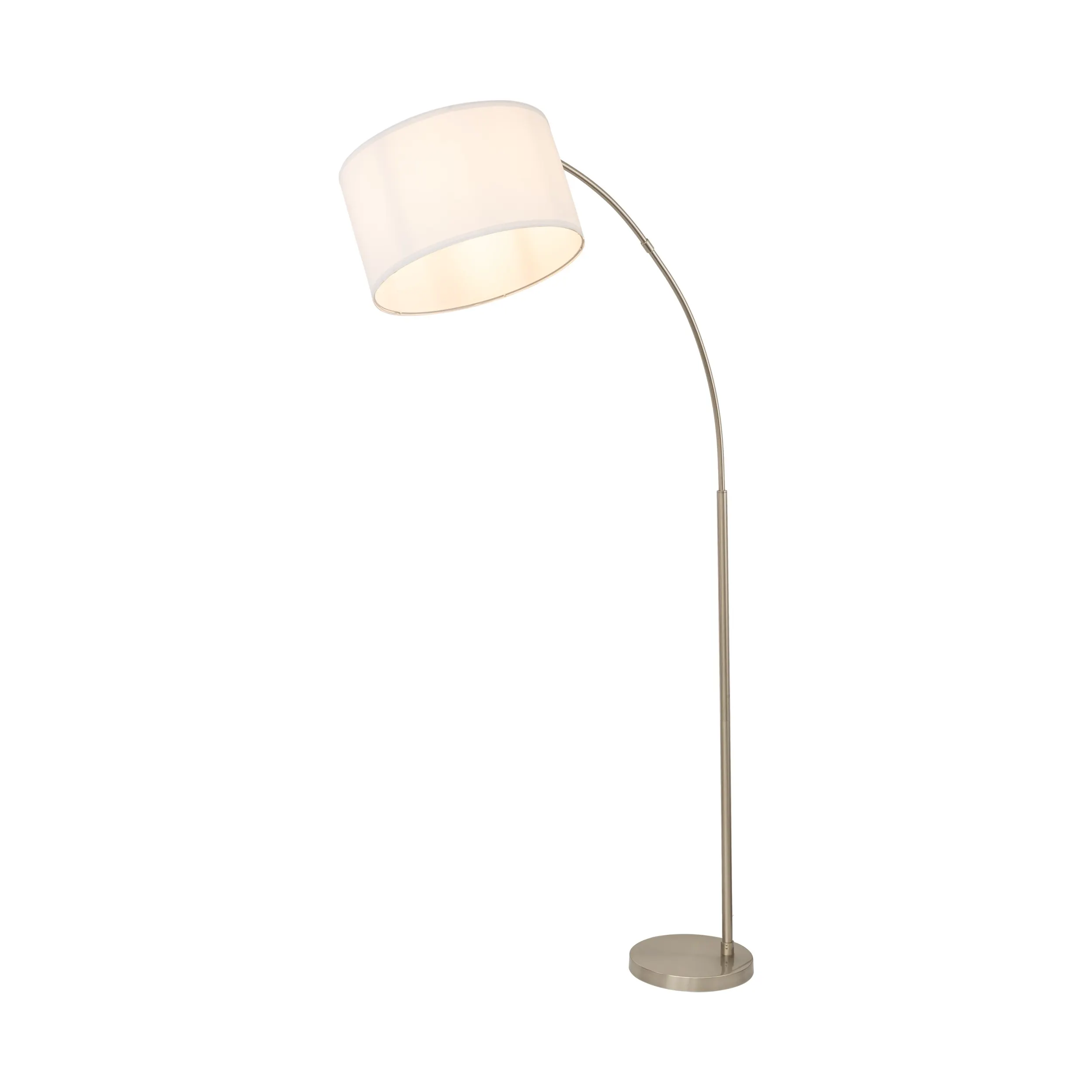 Lampa podłogowa ZENITH brązowa z białym okrągłym abażurem 200x130x50cm - TK_16022