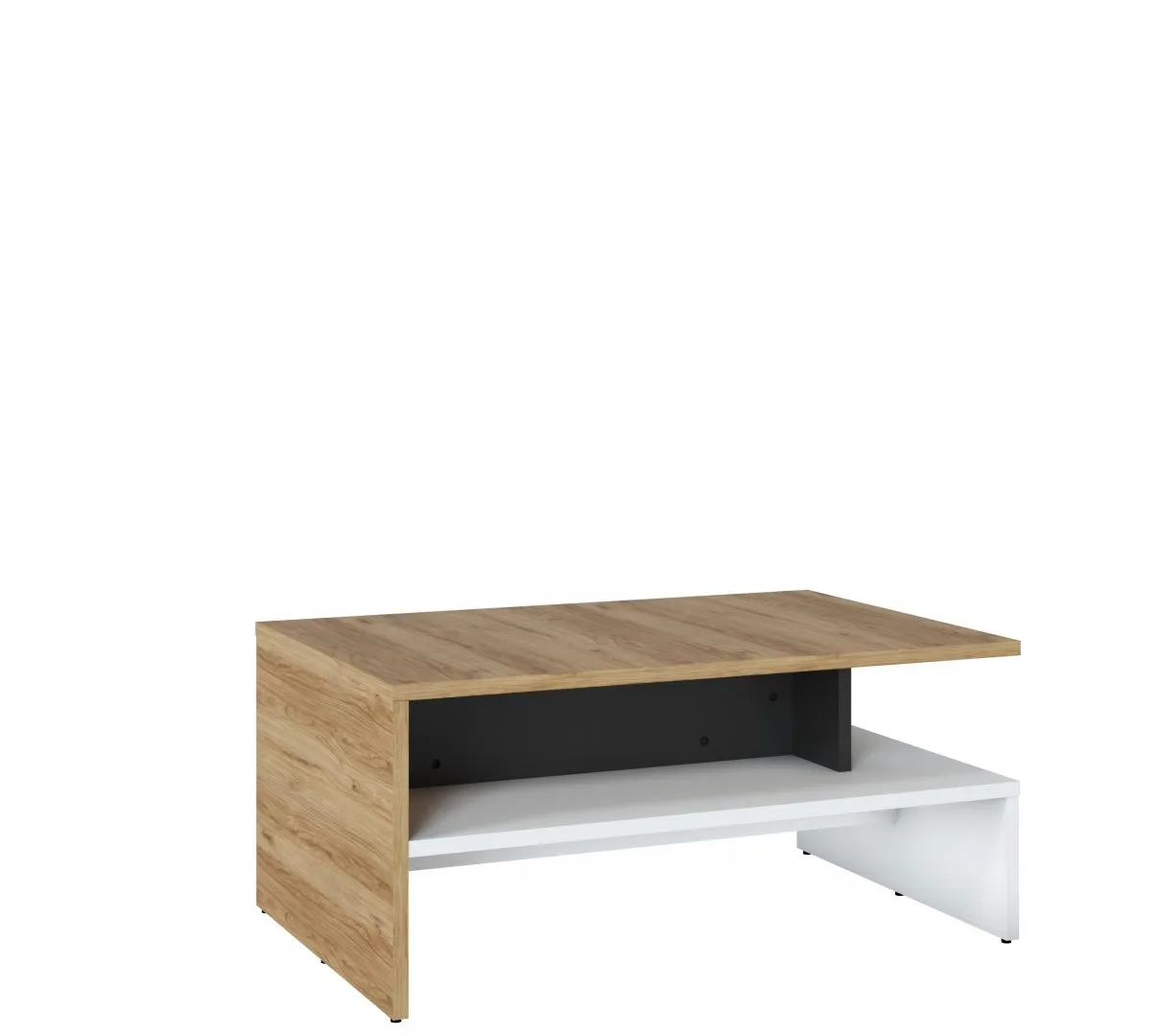 Stolik kawowy z półką MWTT02 Dąb Artisan, Biały, Czarny mat