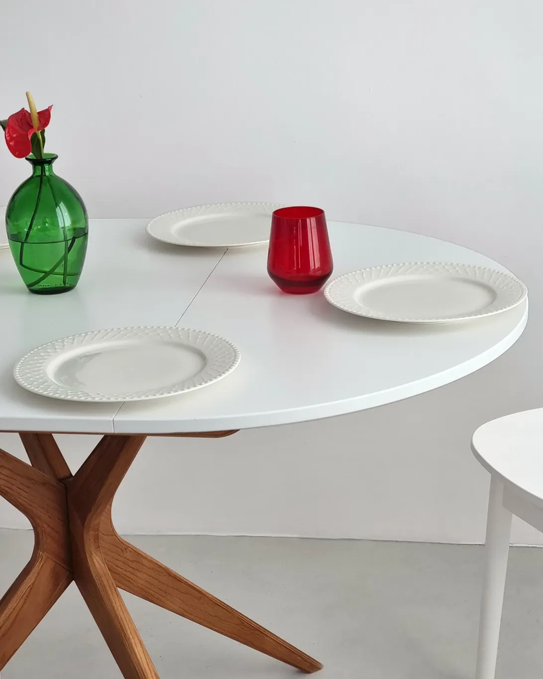 Rozsuwany okrągły stół JUBI 90cm dąb kremowy - NRGBTJ_OAK_2E