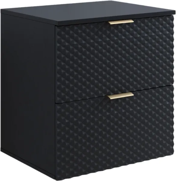 Szafka pod umywalkę LAURA wisząca z 2 szufladami 60 cm - czarna Szuflada, Meble, Skrzynka pocztowa, Gabinet