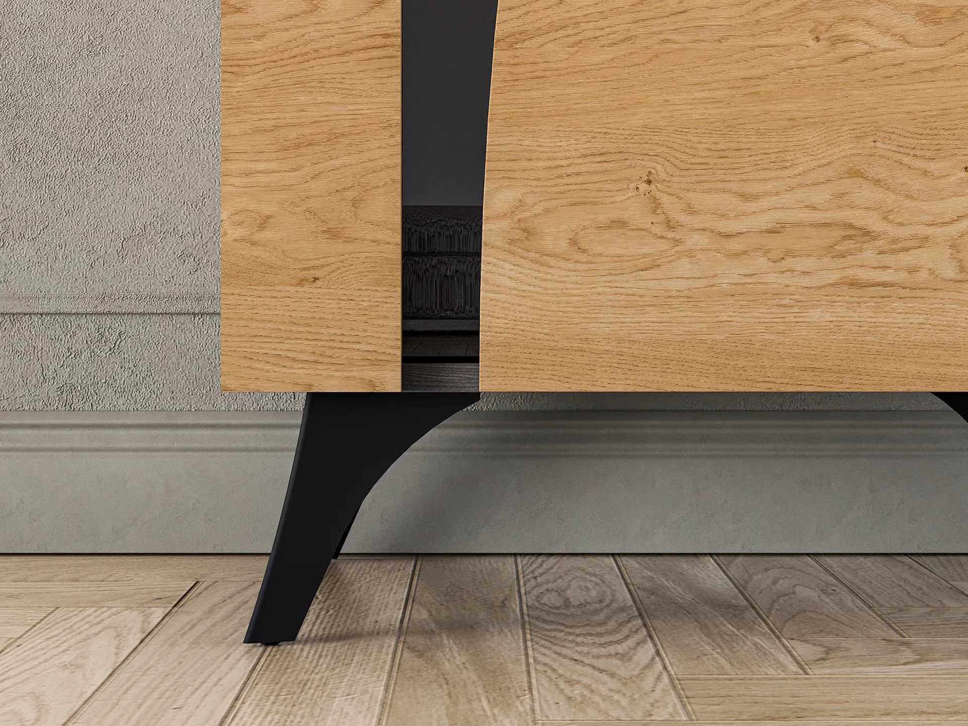 Witryna 1-drzwiowa TOSCANIA 02 prawa dąb baltic dune jesion prestige czarny - 1TOSC02P-001