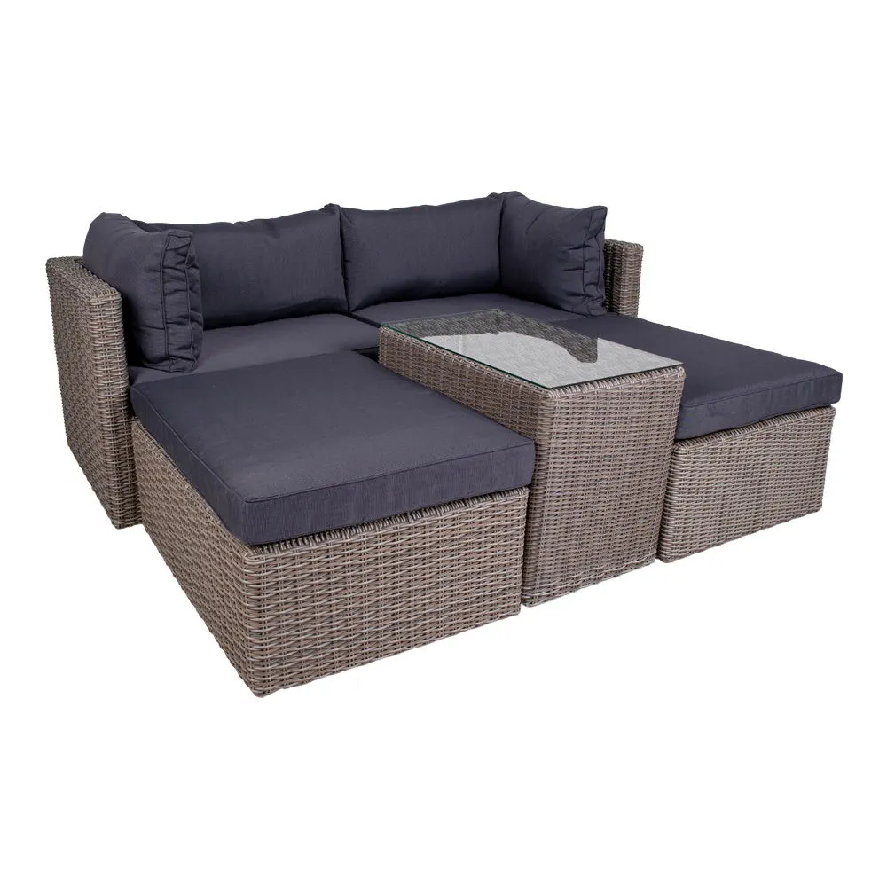Zestaw ogrodowy modułowy ROSSI stolik kawowy+ sofa szary - 7701010