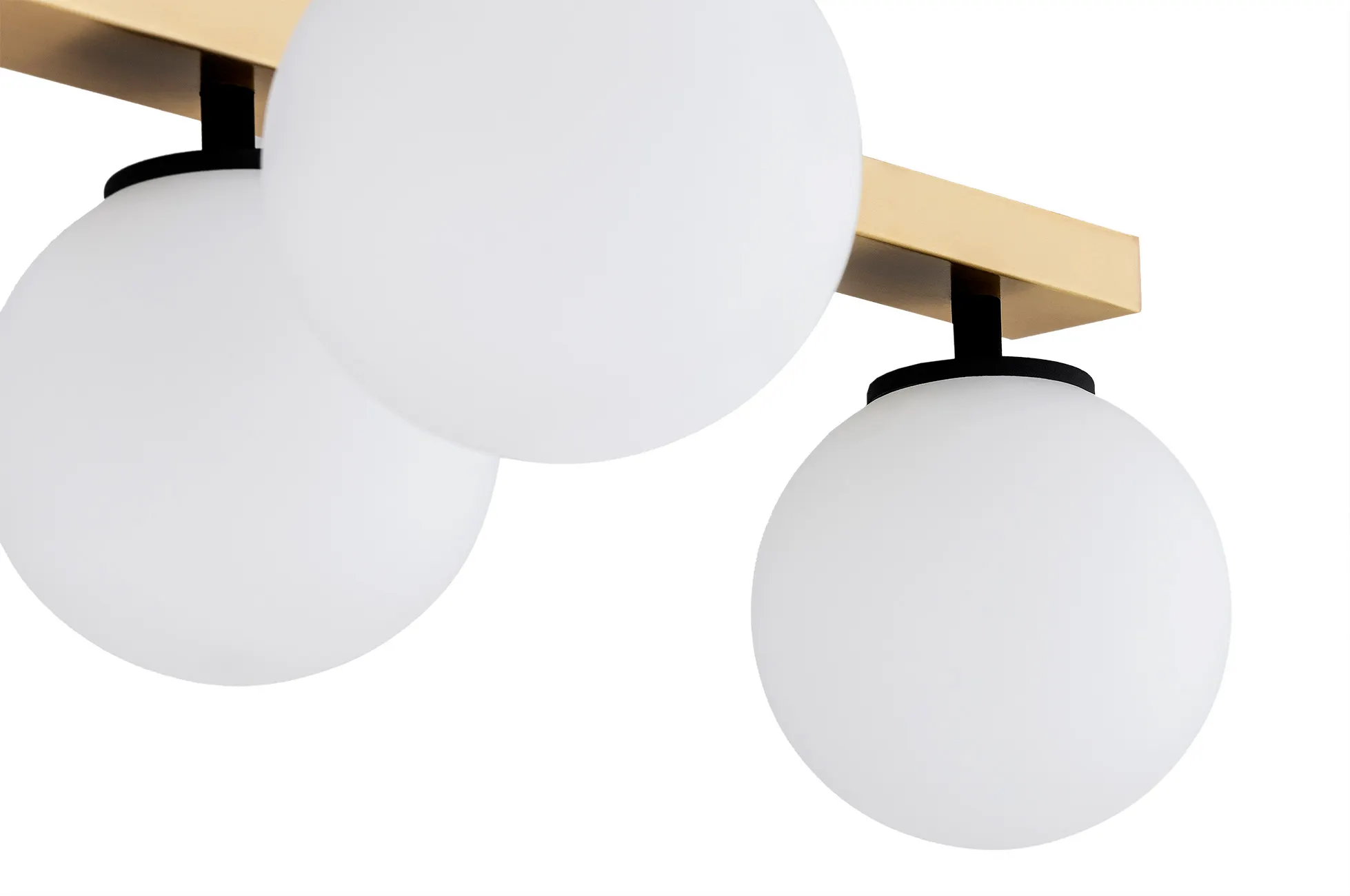 Lampa sufitowa FREEMONT z 6 kloszami mosiądz szczotkowany z czarnymi akcentami opal 99cm - 2544