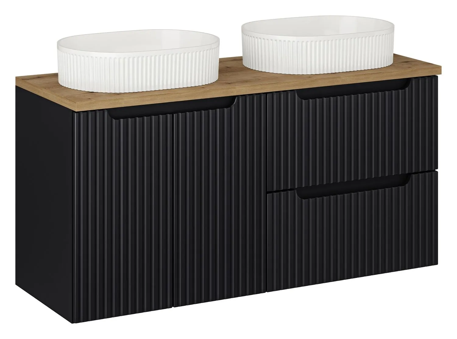 Zestaw meblowy 120cm z blatem i 2 umywalkami nablatowymi Beyond set-nob b oak 120cm un beyond 5 wh