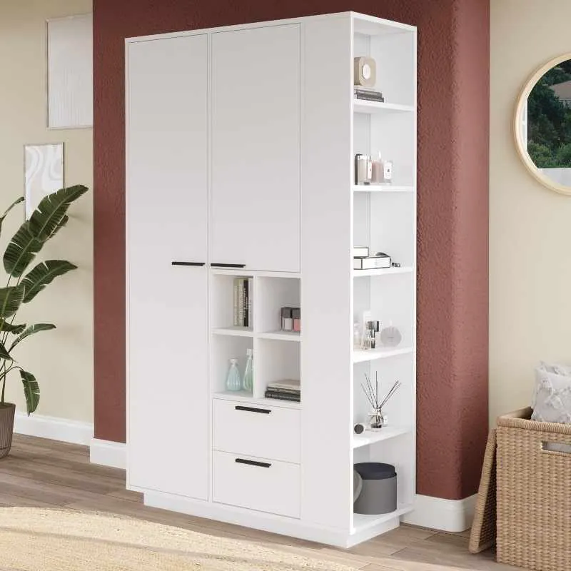 Szafa 2-drzwiowa FR1-W z 2 szufladami i półkami 110 cm biała - ASI_956LCS1174
