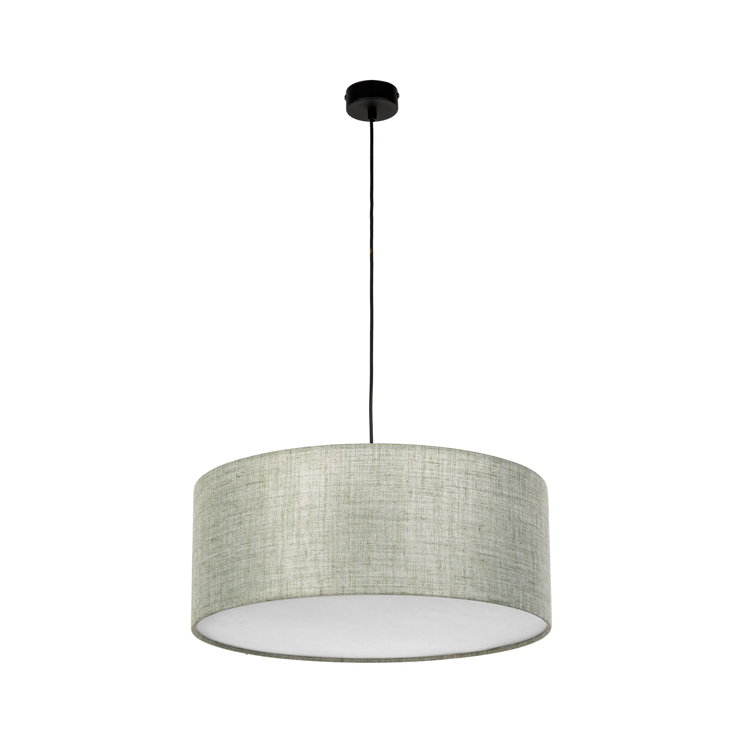 Lampa wisząca EARTH czarna z zielonym okrągłym kloszem z tkaniny biały spód 11x50cm