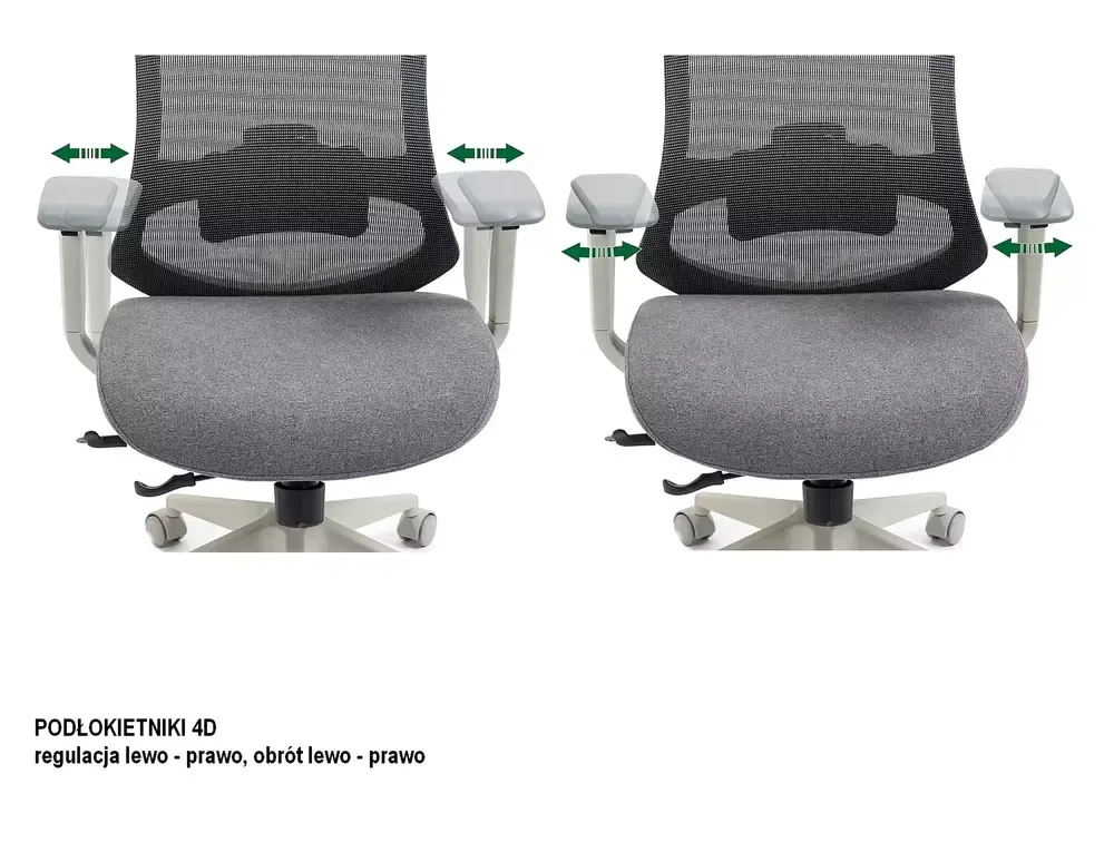 Fotel obrotowy, ergonomiczny ERGON szary Signal — zdjęcie 14