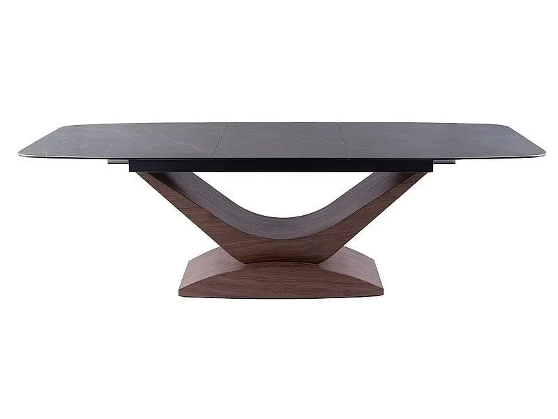 Stół rozkładany DOLCE CERAMIC 95x180(240) szary efekt marmuru stelaż kolor orzech Signal