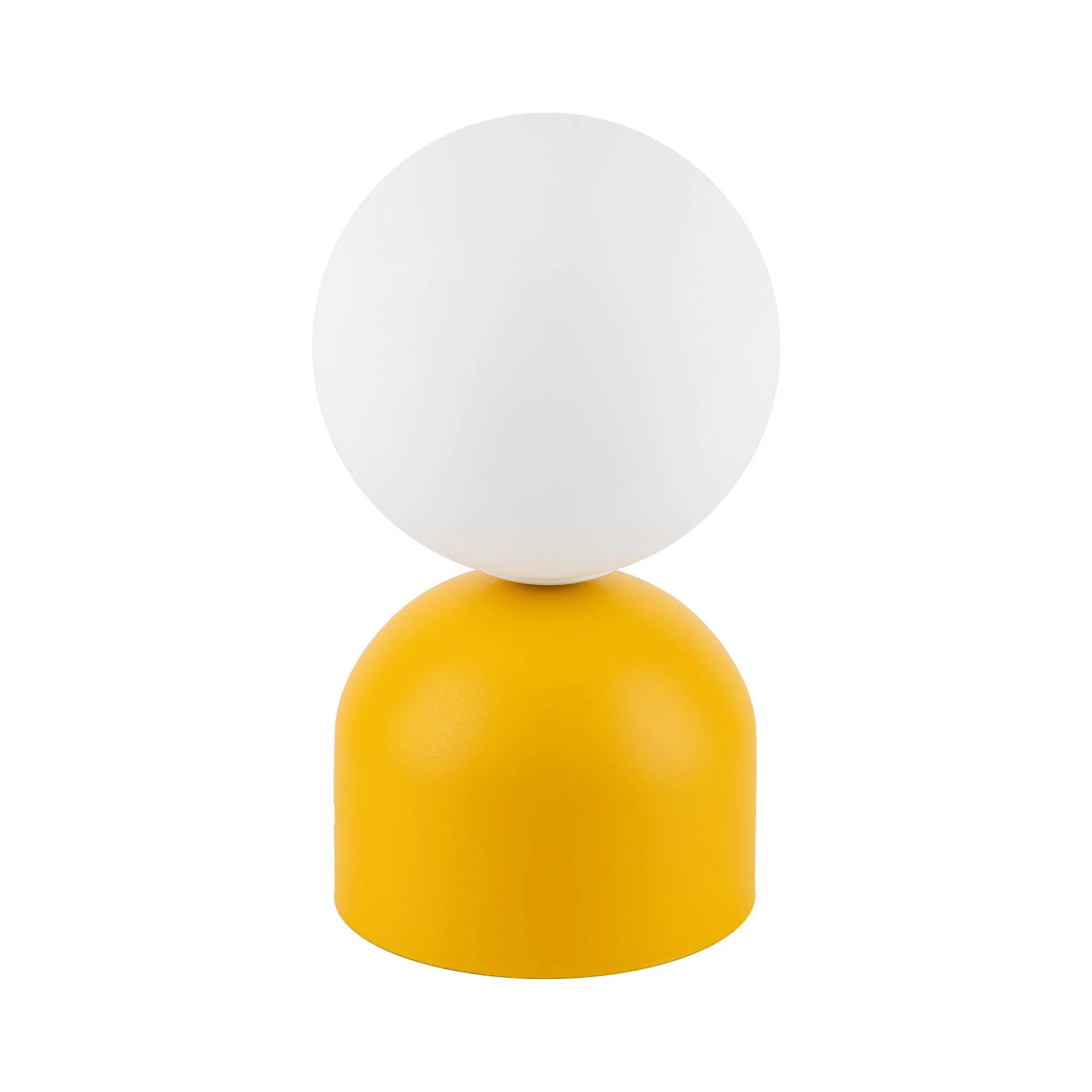 Lampka nocna MIKI żółta z białym okrągłym szklanym kloszem 21x12cm