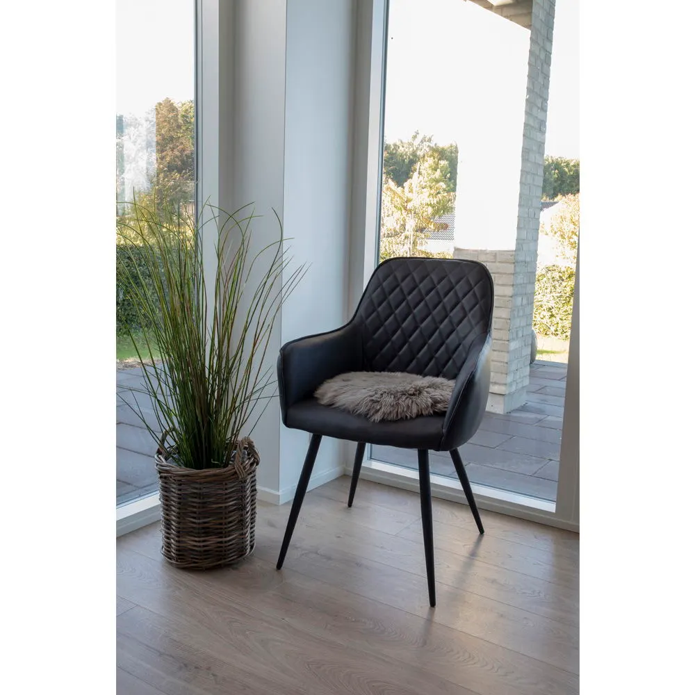 Siedzisko ze skóry jagnięcej LAMBSKIN okrągłe fi35 cm szarobrązowy - 3981012