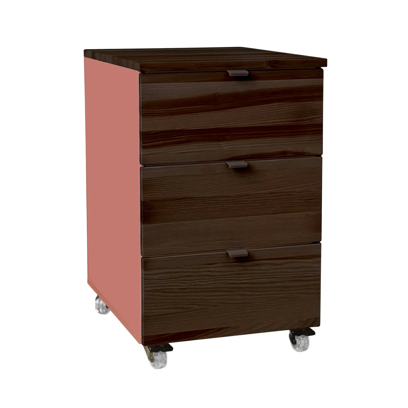 Kontenerek pod biurko z szufladami LUKA na kółkach 41x50 koralowy/kolor orzech Kontenerek pod biurko z szufladami LUKA na kółkach 41x50 koralowy/kolor orzech