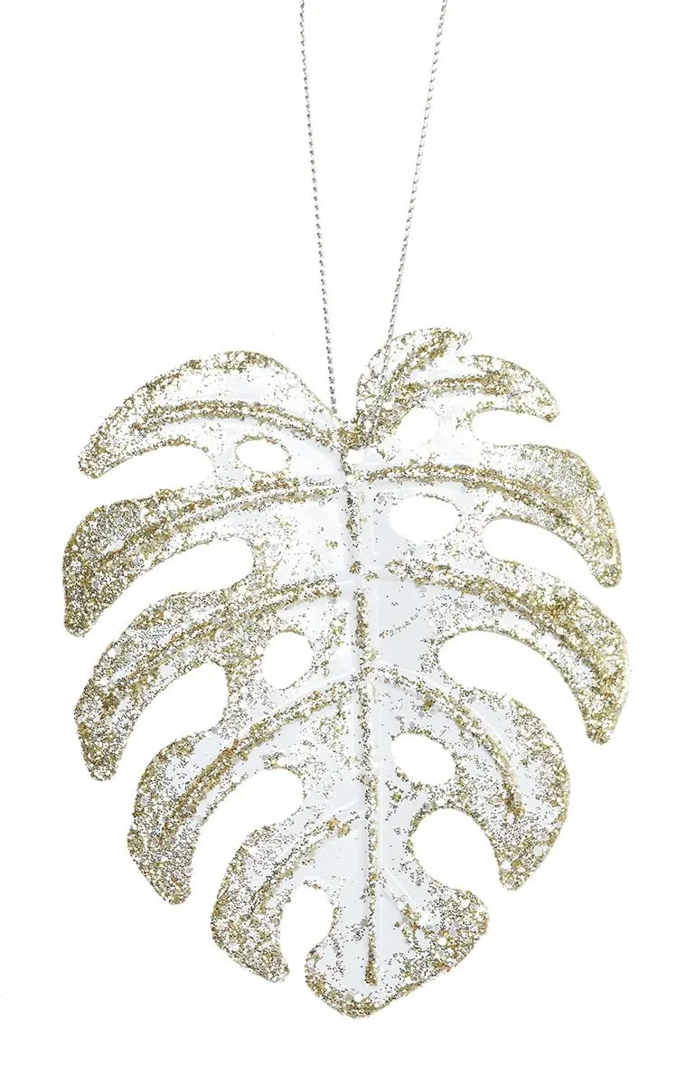 Liść MONSTERY metalowy 7097 biało-szampański Liść MONSTERY metalowy 7097 biało-szampański