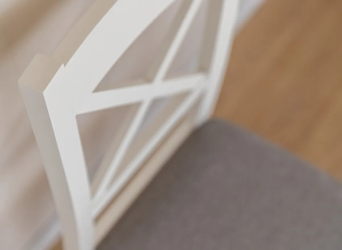 Krzesło BELLUNO ELEGANTE 22 z jasnoszarym siedziskiem materiałowym - białe (STORM 85) - DRMKT22/S85