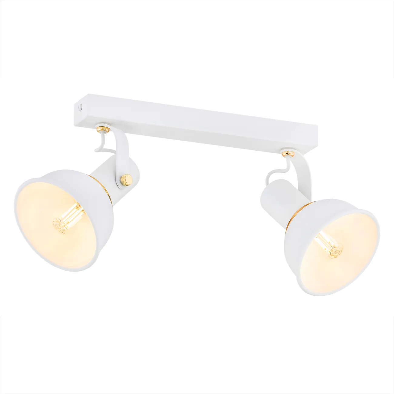 Plafon TWIST metalowy biały mosiądz regulowany 34x17cm