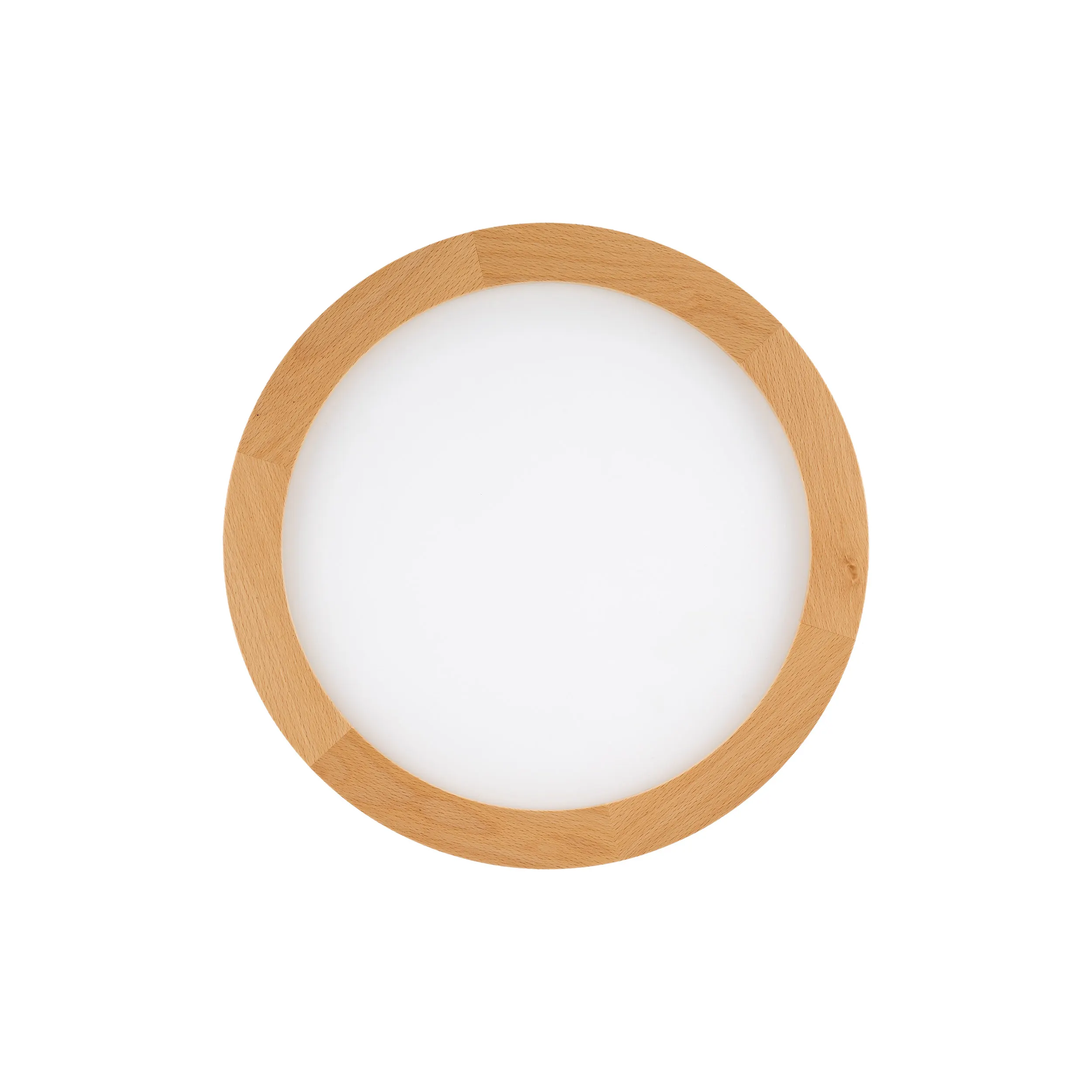 Lampa sufitowa AQUA LED 24W drewniana buk z białym kloszem okrągła 32x3cm Płyta, Sztuka, Porcelana, Ceramika