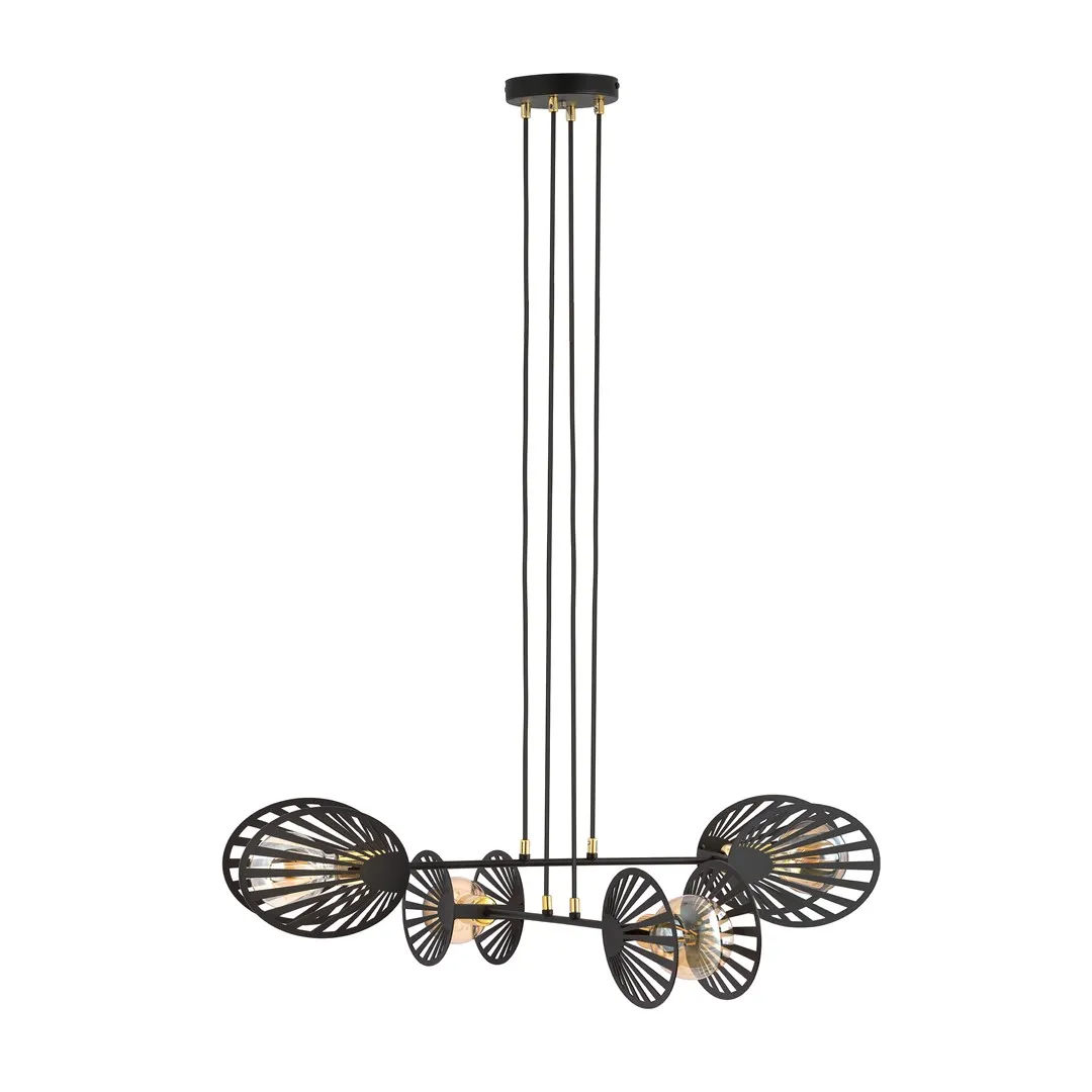 image wisząca lampa, kinkietowa lampa, metalowy żyrandol, czarna konstrukcja, żarówka E27