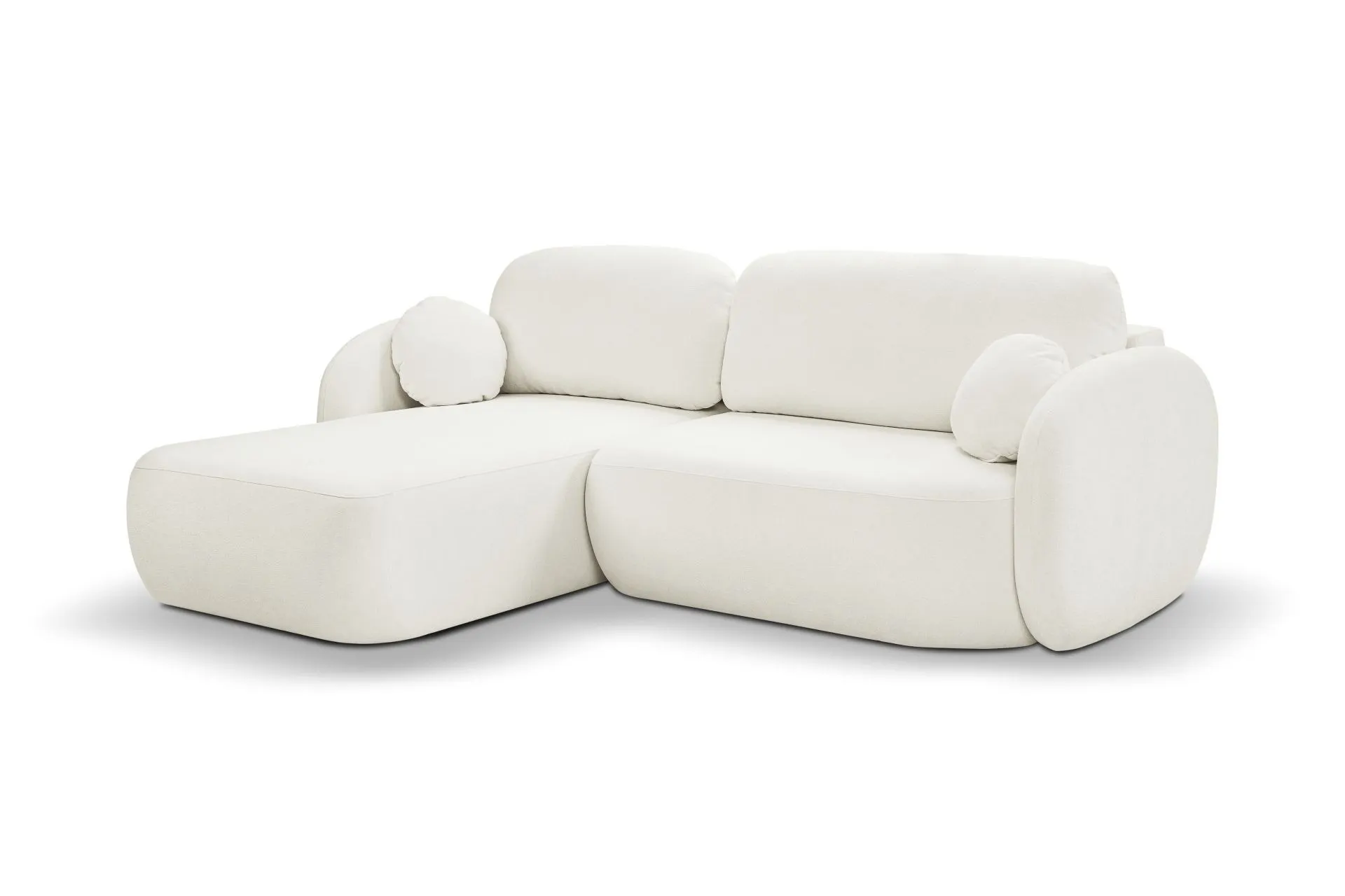 Narożnik rozkładany z pojemnikiem OLIO SICURIO 248 cm lewostronny kremowy Kanapa, Meble, Poduszka, Wystrój domu