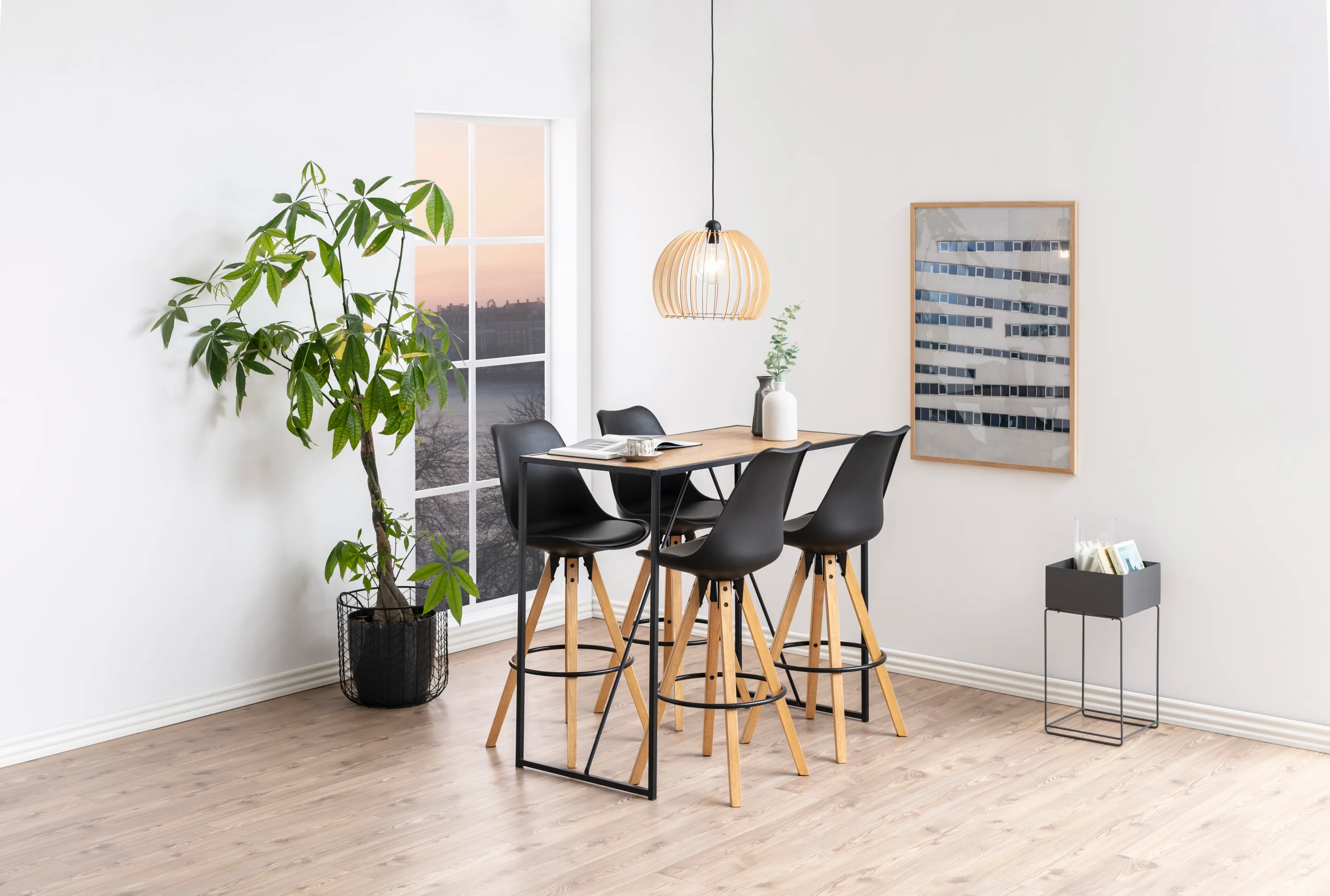 Stół barowy- konsola SEAFORD 60x120x105 efekt drewna, czarny — zdjęcie 10
