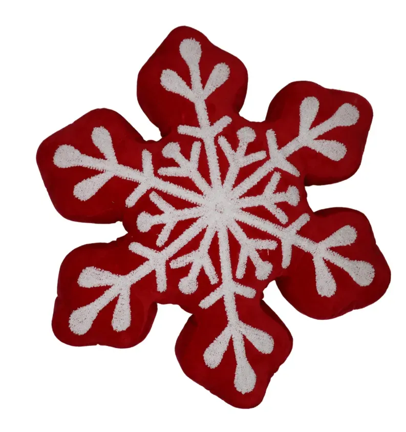 Poduszka świąteczna ŚNIEŻYNKA 45x45 czerwona