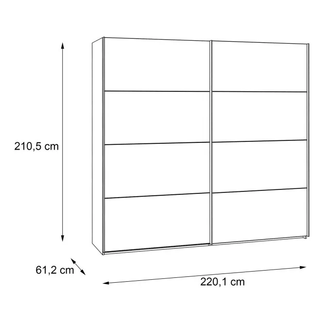 Szafa 2-drzwiowa CLIF drzwi przesuwne z panelem 220 cm, old wood vintage, beton - RCQS92411-C754