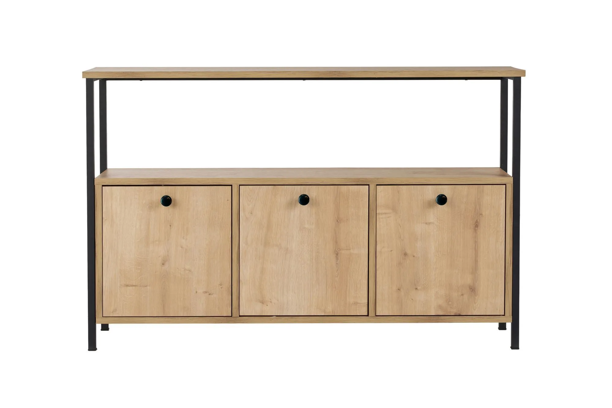 Konsola 3-drzwiowa SOLACE 120 cm dąb czarny metalowy stelaż — zdjęcie 2