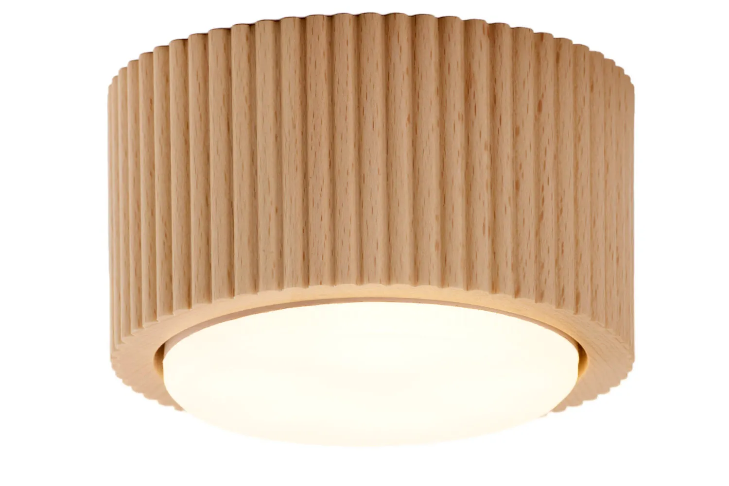 lampa sufitowa, drewniana, korpus drewniany, okrągła wersja, żłobiona powierzchnia