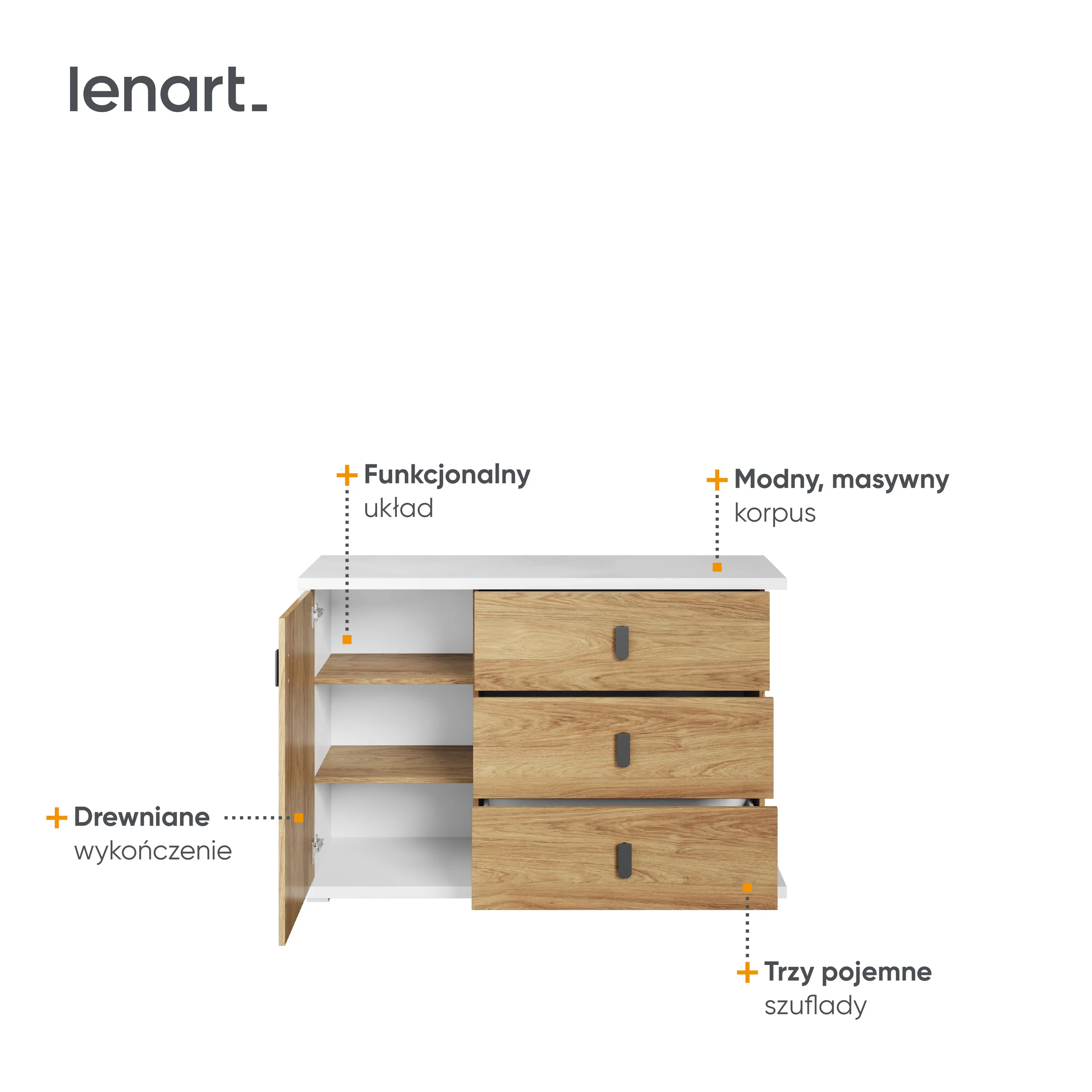 Komoda z szufladami Simi MS-05 135cm biała - MS5BH