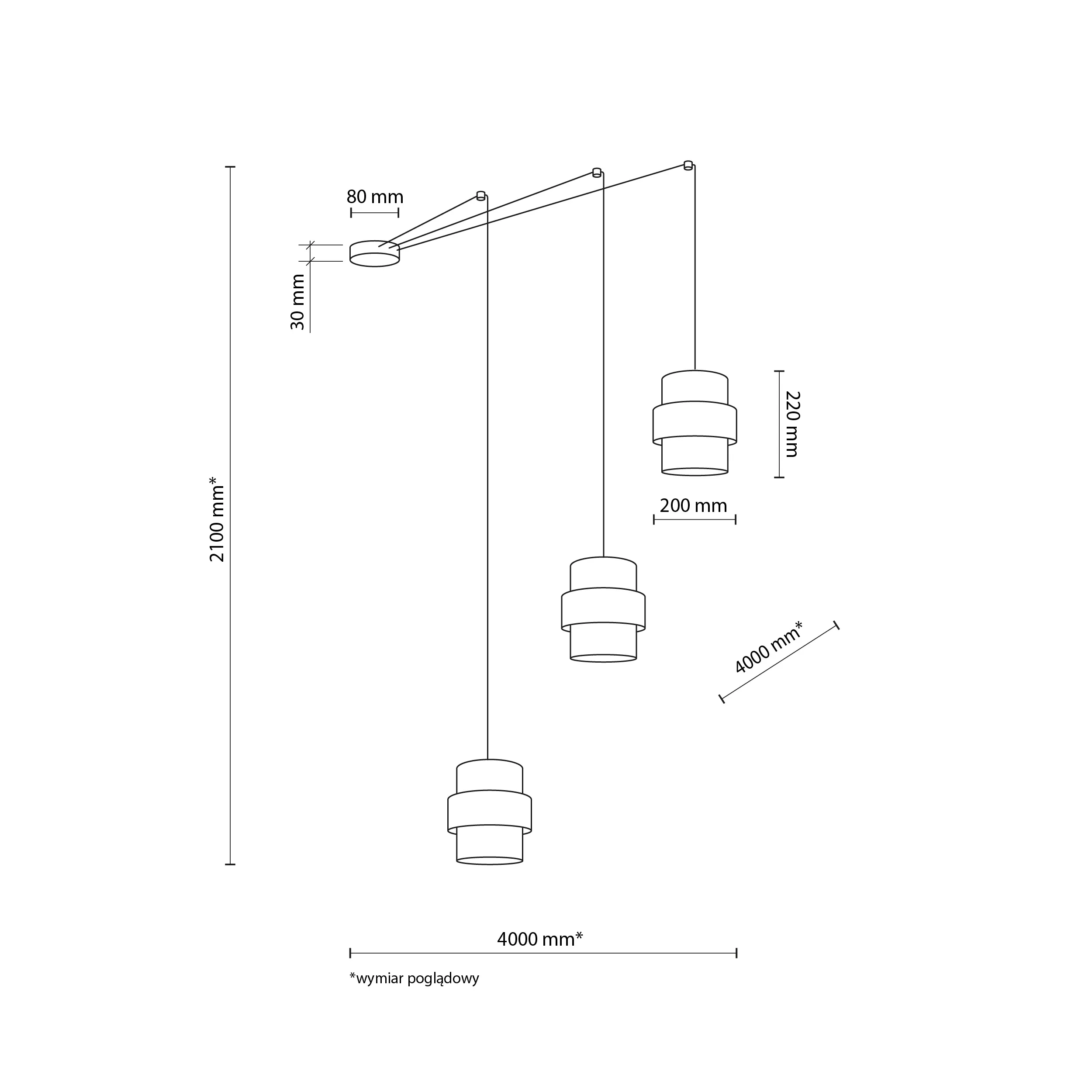 Lampa wisząca CALISTO czarna z brązowymi kloszami z tkaniny juta dodatkowo podczepiana 150cm - TK_5403
