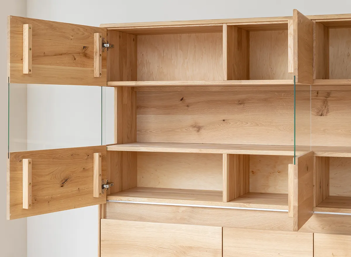 Witryna drewniana szklana DIVISIONE z oświetleniem 163x152 dąb olejowany - ZIDIV05