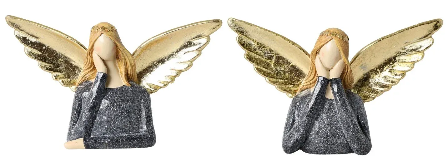 Figurka popiersie ANIOŁ 12 cm 2 sztuki czarno-złote