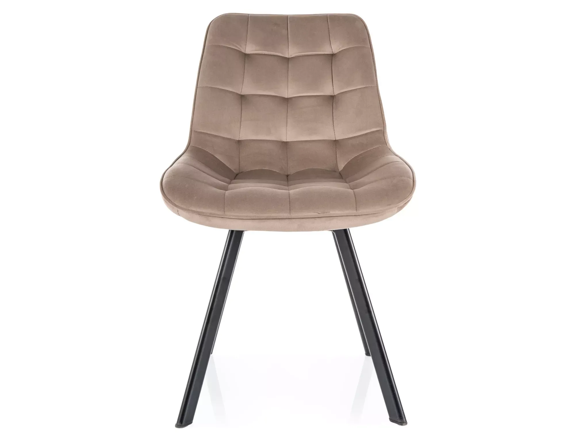 Krzesło tapicerowane MONTI VELVET pikowane ciemnobeżowe na czarnych nogach - MONTIVCCBE