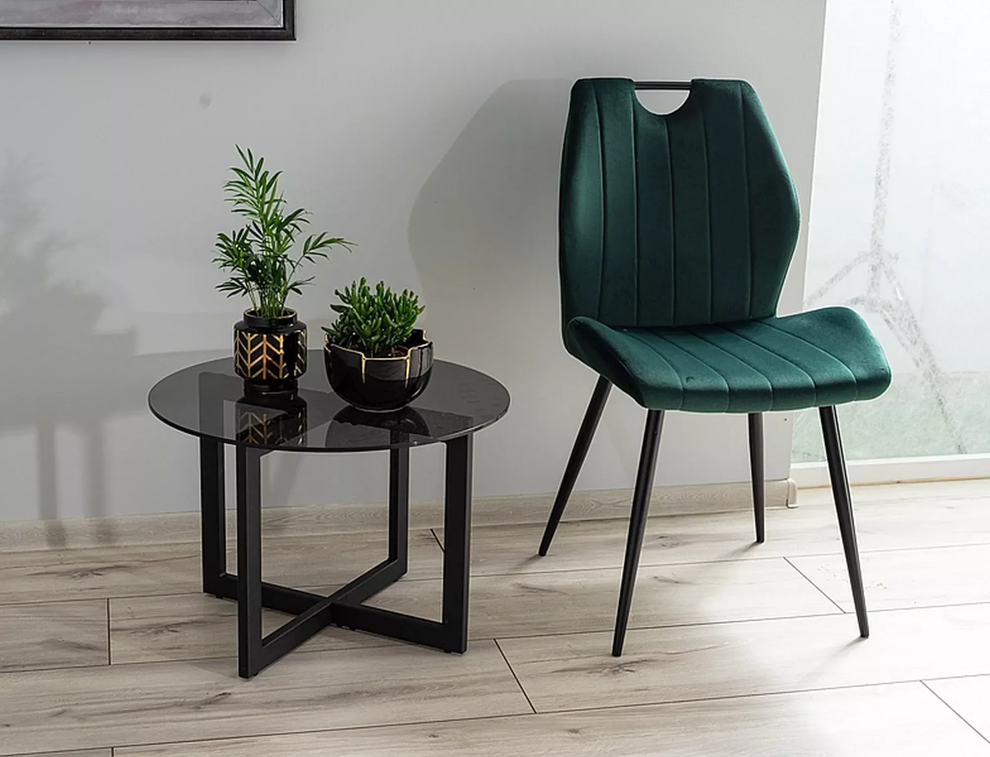 Krzesło tapicerowane ARCO VELVET Bluvel 78 zielony czarny stelaż - ARCOVCZ