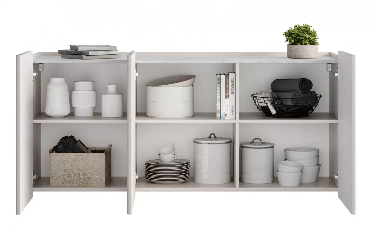 MALMI Komoda 150 3D - cashmere / crema bianca / wisząca / złote uchwyty - B_162314