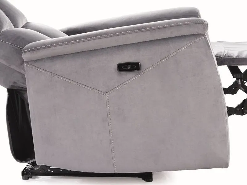 Fotel rozkładany elektrycznie z USB - NEPTUN VELVET aksamitny szary 14 - NEPTUNVSZ