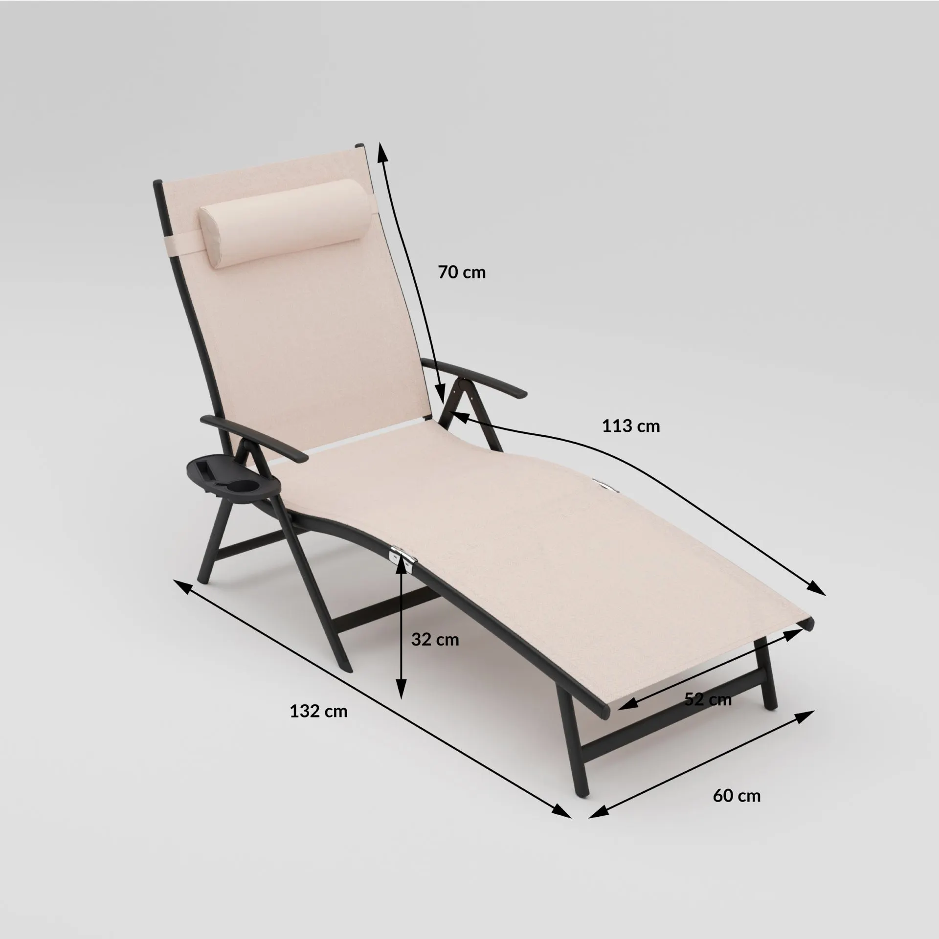 Leżak ogrodowy składany TARDY 182 cm aluminiowy beżowy Zenjoy - TARDY_BEZOWY