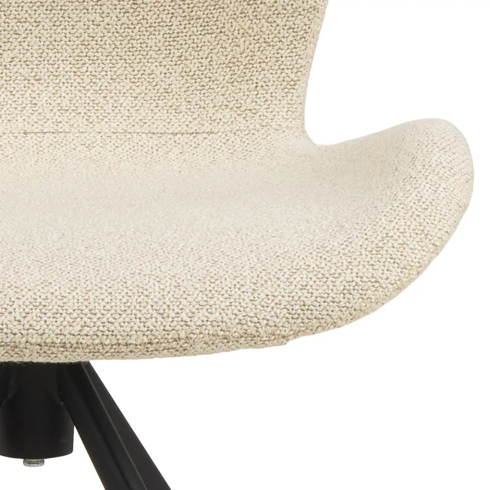 Krzesło obrotowe DOREN Kremowy- zamek błyskawiczny, Czarny ( zestaw 2 sztuk ) - 0000103478