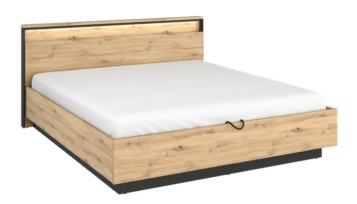 Łóżko z pojemnikiem 180x200 LED Quant QS-02 (180) dąb artisan/czarny