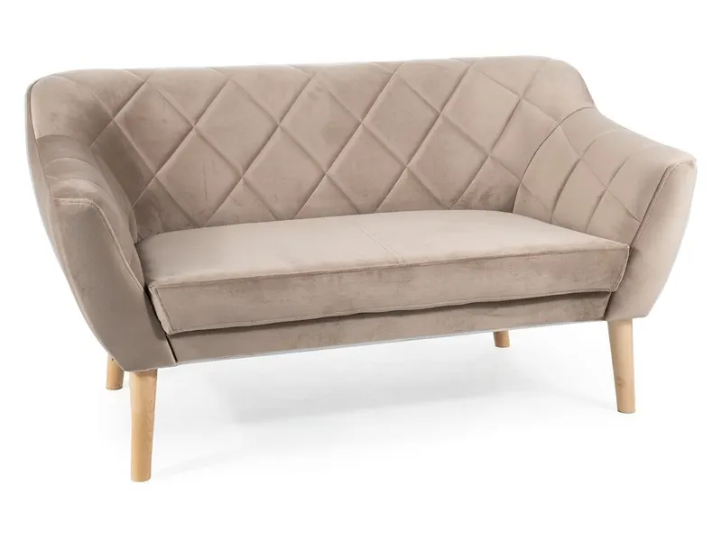 Sofa 2-osobowa KARO 2 VELVET Bluvel 40 ciemny beż buk Signal