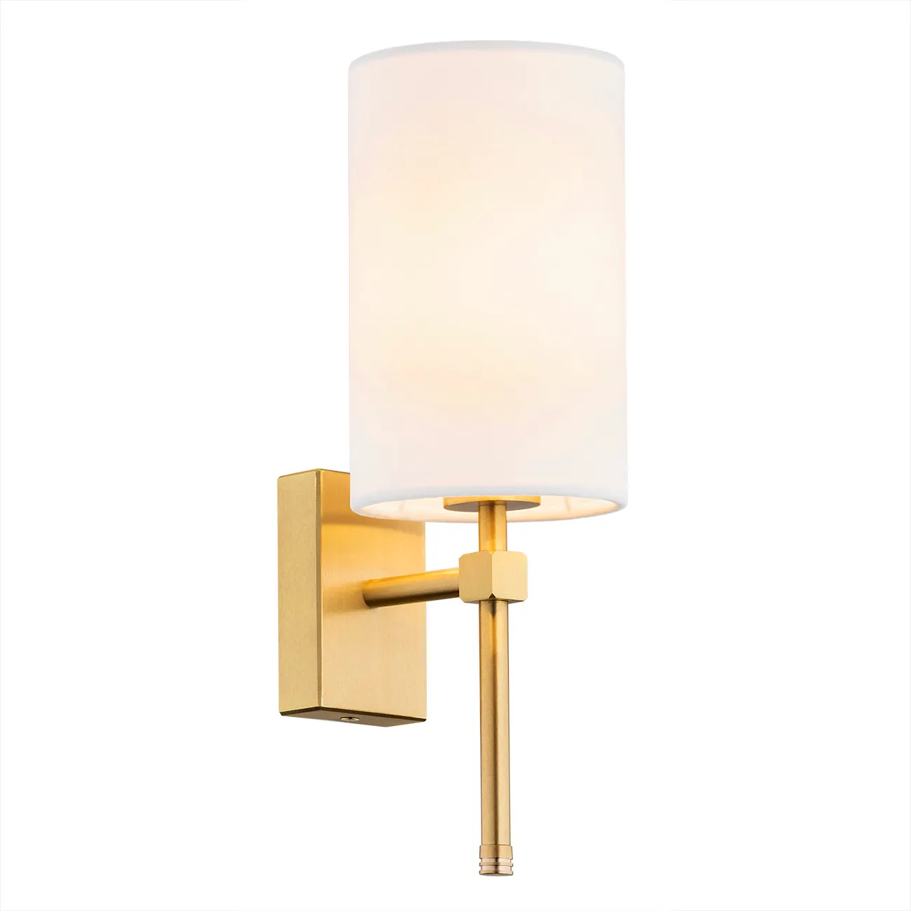 Kinkiet ABRUZZO mosiądz szczotkowany biały abażur