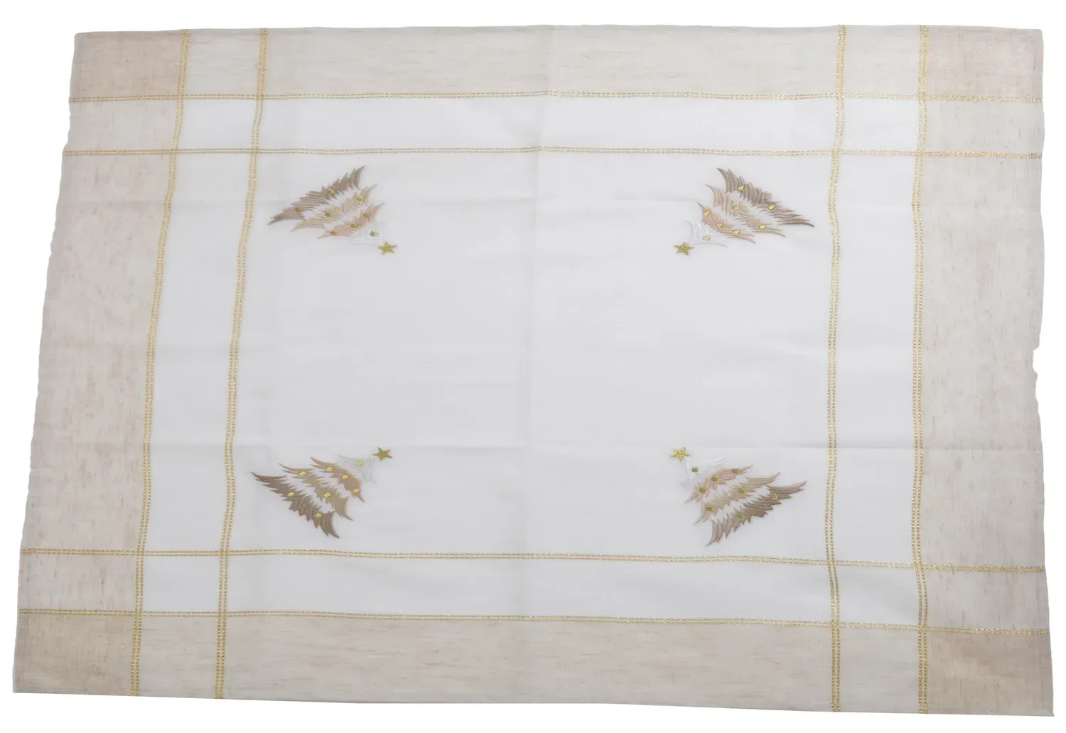 Podkładka świąteczna Z CHOINKĄ złota nitka 30x45 biały beżowy Podkładka świąteczna Z CHOINKĄ złota nitka 30x45 biały beżowy