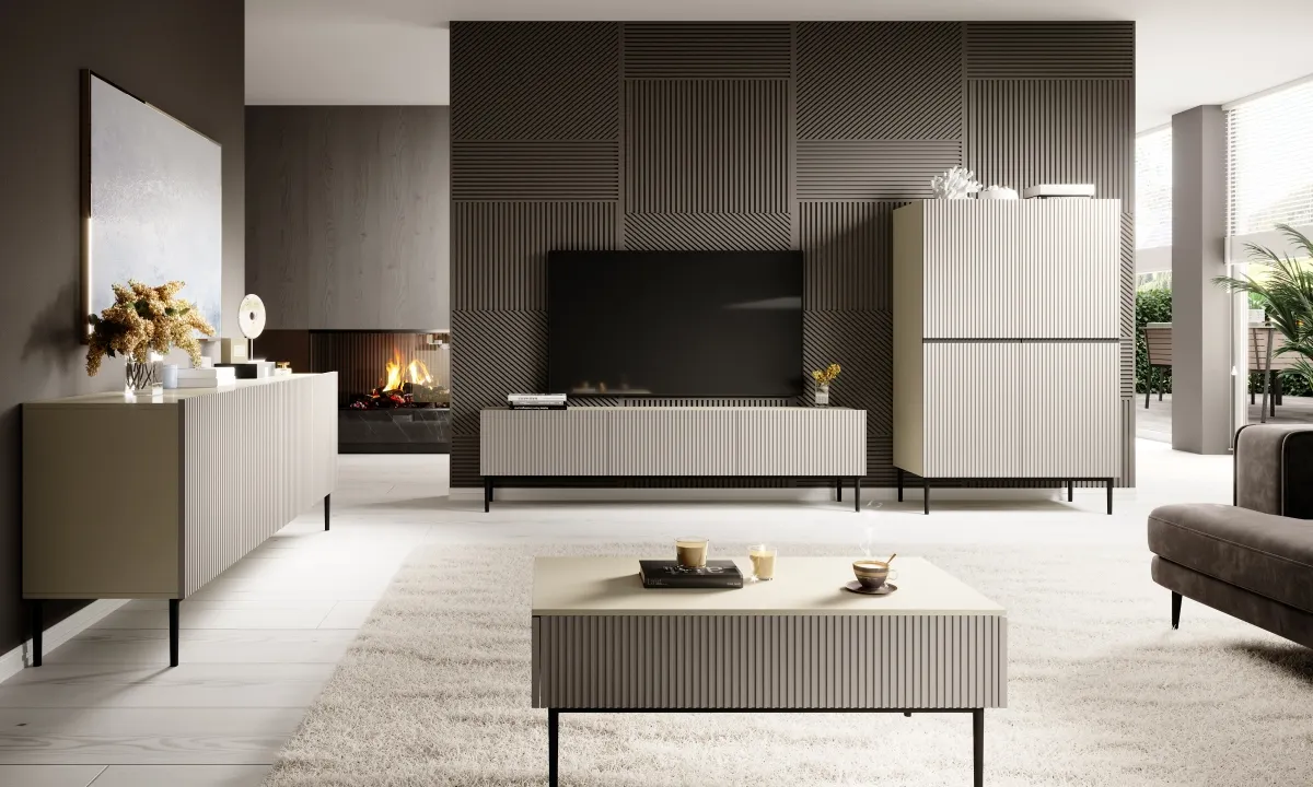 Komoda wysoka z 2 szufladami NICOLE 100 - kremowy - czarny stelaż - B_148915