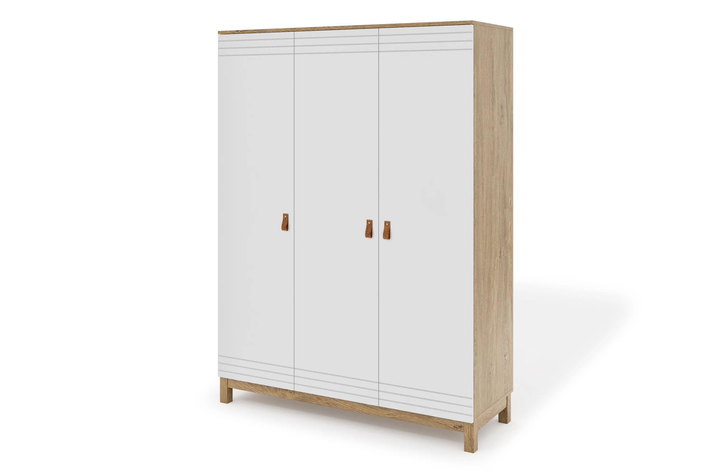 Szafa 3-drzwiowa MODERN 135x184 biała/dąb kamienny Szafa, Meble, Szafka