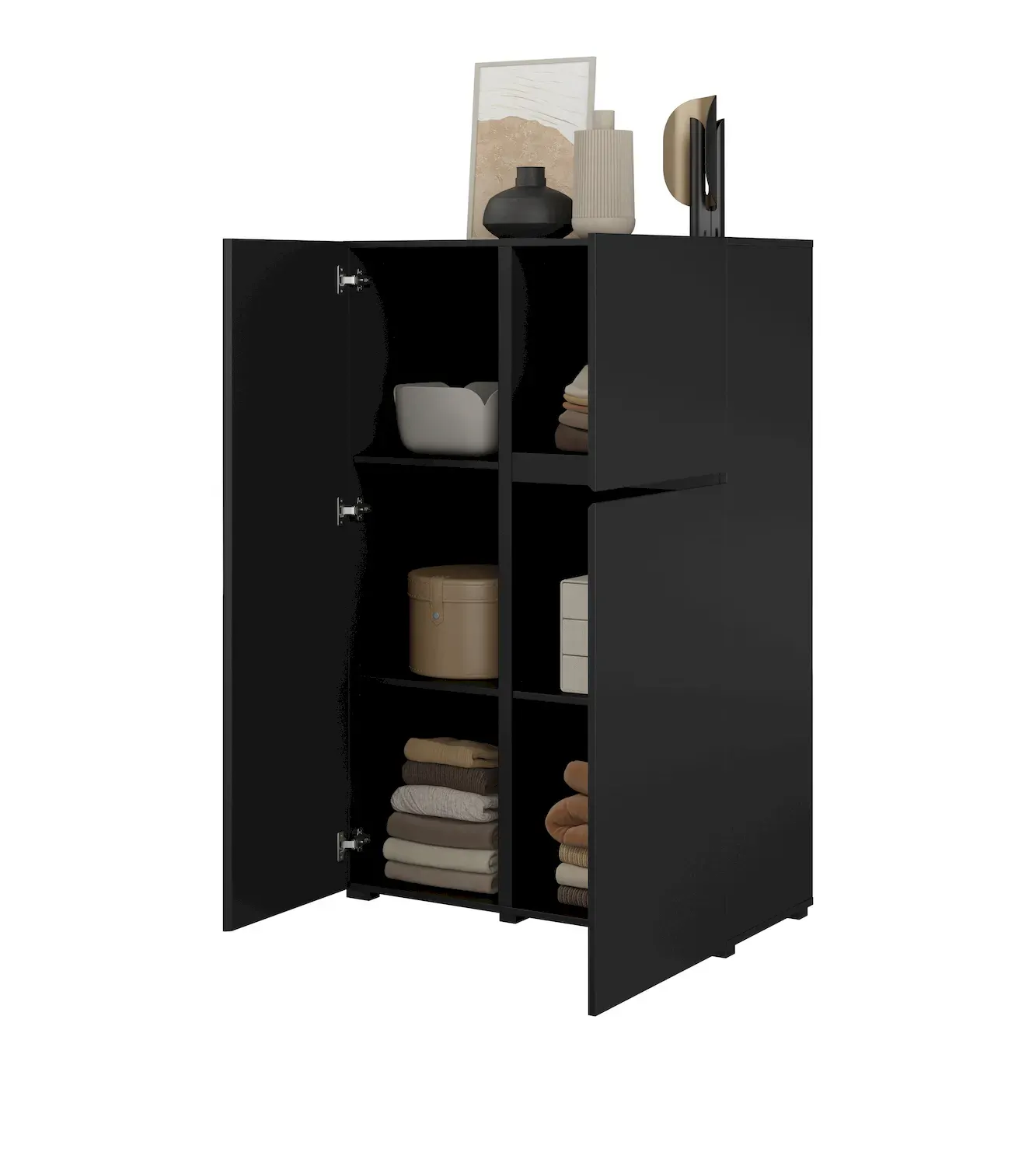 Komoda wysoka 3-drzwiowa ASYMETRIC czarny onyks - 24W3OA46