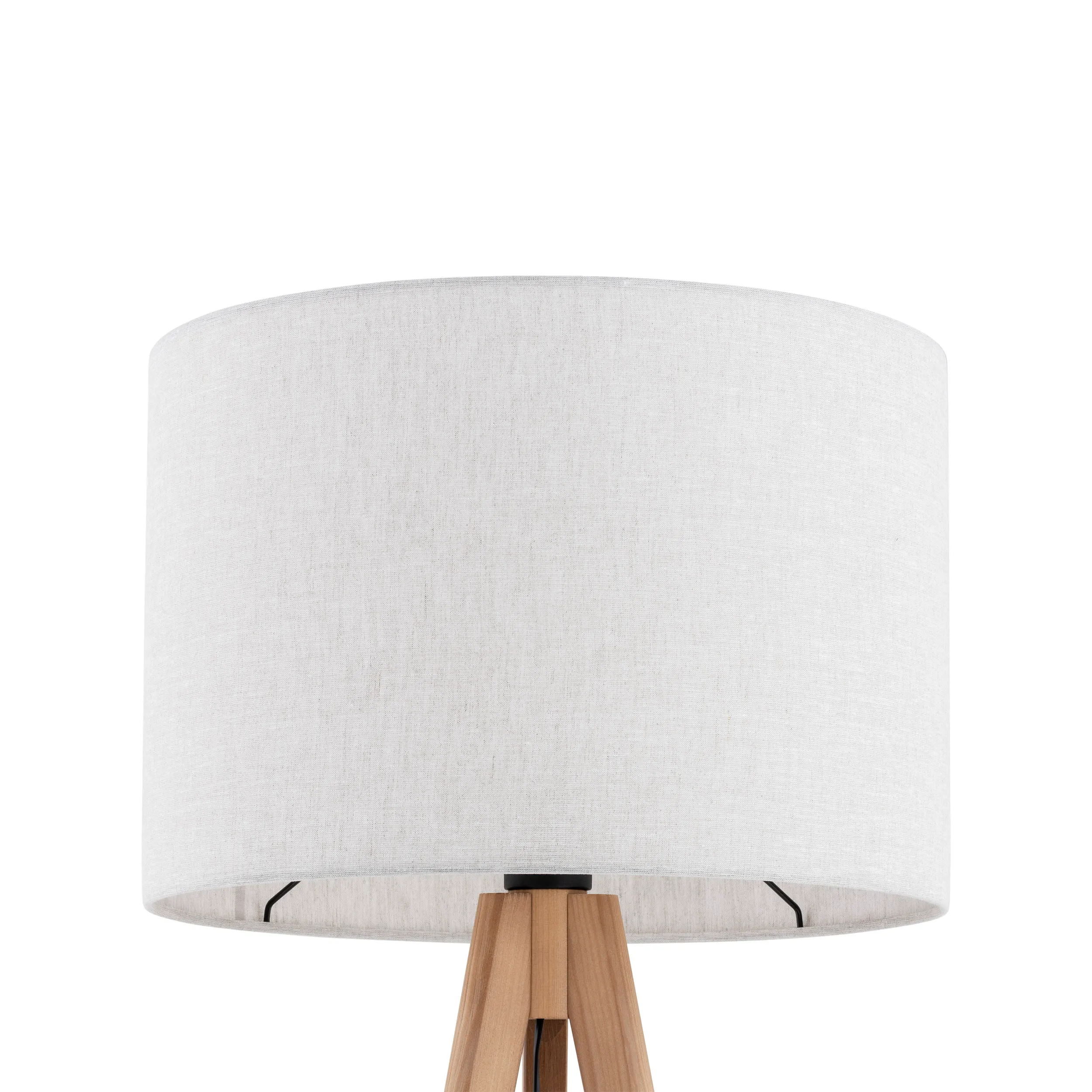 Lampa podłogowa GRAND na sosnowych jasnych nogach z szarym okrągłym abażurem z tkaniny 145x50cm - TK_16007