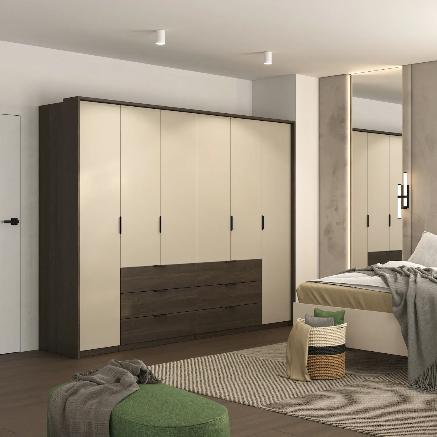 MOLA Szafa 6-drzwiowa z 6 szufladami MOLA dąb dunin jasny beż - 24D1OI29