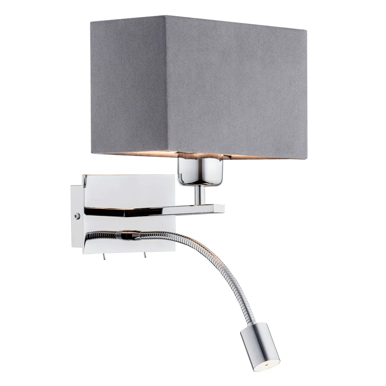Kinkiet BILL metalowy chromowany szary z regulowaną lampką do czytania Kinkiet BILL metalowy chromowany szary z regulowaną lampką do czytania