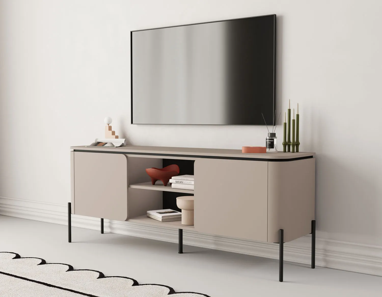 Komoda RTV 2-drzwiowa z półkami BELLO 163 cm congo - 24COOB40