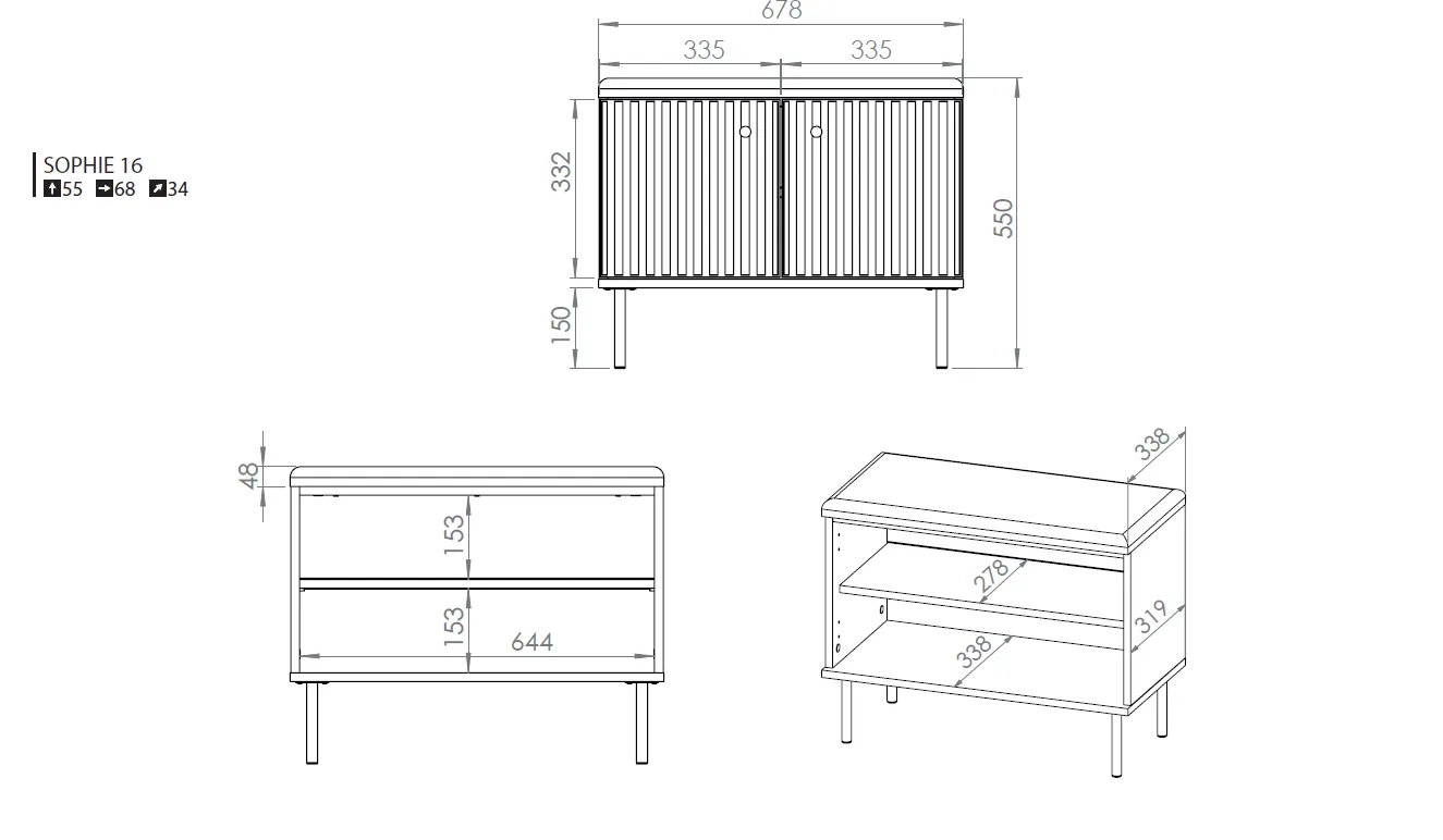 Szafka na buty SOPHIE 16 cashmere z siedziskiem__10 image